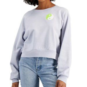 Rebellious One Juniors Yin Yang Front/Back Graphic Sweatshirt Gray Size Small